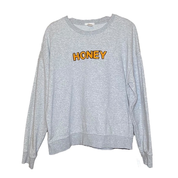 Forever 21 Honey Sweatshirt Size Medium Gray Embroidered - Picture 1 of 4